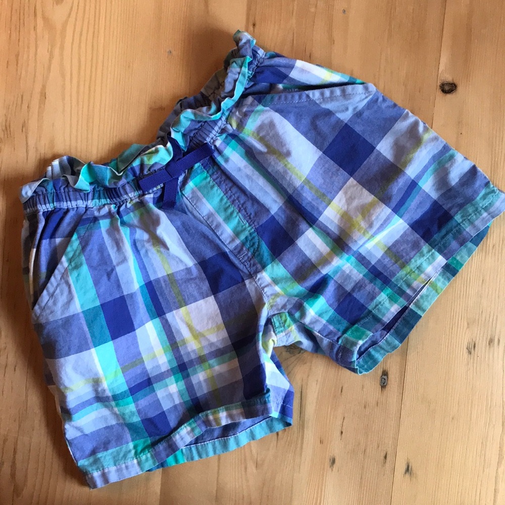 Gymboree 6 100% cotton blue plaid ruffle waist shorts